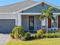 House entrance with gray door, stone accents, and palm trees at 771 Annabell Ridge Rd, Minneola, FL 34715