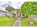 Single story house with a walkway and beautiful landscaping at 3258 Triple Crown Ln, Lakeland, FL 33811