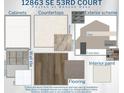 Home finishes selection board showing exterior and interior options at 12863 Se 53Rd Ct, Belleview, FL 34420