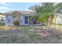 Screened porch and spacious backyard with palm trees at 4197 Cannes Ave, Lake Wales, FL 33859