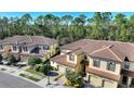 Aerial view showcasing a row of townhouses with terracotta roofs and tree-lined streets at 8205 Roseville, Davenport, FL 33896