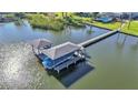 Boat in covered dock slip, seen from above at 809 Fairlane Dr, Lakeland, FL 33809