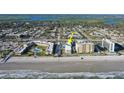 Aerial view of beachfront property, highlighting building location at 3509 S Atlantic Ave # 209, New Smyrna Beach, FL 32169