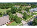 Aerial view of homes on a tree lined street at 2626 Turnbull Estates Dr, New Smyrna Beach, FL 32168