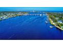 Wide aerial view of waterfront homes and bridge at 452 Bouchelle Dr # 303, New Smyrna Beach, FL 32169