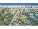 Aerial view showing home's location near the beach at 110 Ponce Terrace Cir, Ponce Inlet, FL 32127