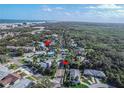 Aerial view showcasing the property's proximity to the ocean and Saxon Dr at 4017 Saxon Dr, New Smyrna Beach, FL 32169