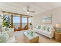 Bright living room with ocean view, comfy seating, and stylish decor at 5201 S Atlantic Ave # 809A, New Smyrna Beach, FL 32169