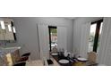 Bright dining area with table and chairs, adjacent to kitchen at 7629 Riverside Pl, Orlando, FL 32810