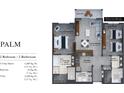Two-bedroom, two-bathroom floor plan; 1338 square feet at 14501 Grove Resort Ave # 3220, Winter Garden, FL 34787