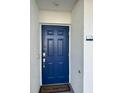 Inviting blue front door entryway with a welcome mat at 3131 Paradox Cir # 206, Kissimmee, FL 34746