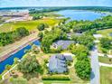 Aerial view showing the house's waterfront location and surroundings at 3202 Misty Morn Ct, St Cloud, FL 34771