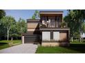 Modern home with a balcony, attached garage, and landscaping at 627 Country Club Dr, Winter Park, FL 32789