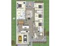 Floor plan showing three bedrooms and two baths at 2663 Trafalgar Blvd, Kissimmee, FL 34758