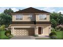 Two-story house with beige siding, brown roof, and a two-car garage at 4379 Sagefield Dr, St Cloud, FL 34773