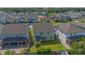 Aerial view showcasing the backyard, highlighting a screened patio and spacious grassy area at 14166 Dove Hollow Dr, Orlando, FL 32824
