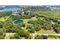 Aerial view showing home, pond, and landscape at 12151 Walker Pond Rd, Winter Garden, FL 34787