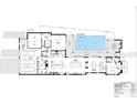 First-floor blueprint showcasing the kitchen, living area, bedrooms, bathrooms, and outdoor pool at 8643 Farthington Way, Orlando, FL 32827