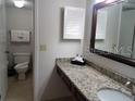 Clean bathroom with granite vanity and a toilet at 6336 Parc Corniche Dr # 3303, Orlando, FL 32821