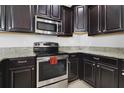 Stainless steel appliances and granite countertops in kitchen at 1209 Seburn Rd, Apopka, FL 32703