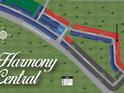 Map of Harmony Central community, showing lot sizes and amenities at 4332 Sagefield Dr, St Cloud, FL 34773