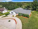 Aerial view of a single-story home with a circular driveway and landscaped yard at 2281 E Union Cir, Deltona, FL 32725