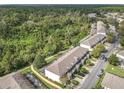 Aerial view of townhouses with a wooded backdrop at 2338 Silver Palm Dr, Kissimmee, FL 34747