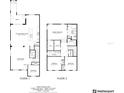 Two-story floor plan including living room, bedrooms and patio at 1100 Charming St, Maitland, FL 32751