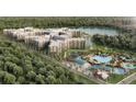 Aerial view of community with lake, pool, and building at 14501 Grove Resort Ave # 2122, Winter Garden, FL 34787