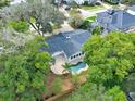 Backyard aerial view featuring a pool and lush landscaping at 245 W George Ave, Maitland, FL 32751