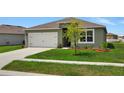 One story house with a green exterior, two car garage, and manicured lawn at 1117 Star Ruby Ln, Winter Haven, FL 33880