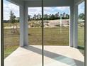 Covered lanai with sliding glass doors overlooking the backyard at 6817 Serpent Hawk Lane St, Howey In The Hills, FL 34737