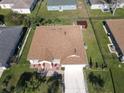 Aerial view of single-Gathering house, showcasing roofline and yard at 552 Eagle Ct, Poinciana, FL 34759