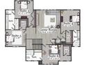 Upper floor plan with suites, game room, and multiple bathrooms at 9136 Sheen Sound St, Orlando, FL 32836
