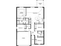 Floor plan showcasing the layout of a four-bedroom, two-bathroom home with a great room, kitchen, and covered patio at 638 Meadows Edge Pl, Lake Wales, FL 33859