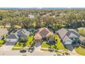 An aerial view showcasing a residential neighborhood with houses and trees at 1942 Willow Wood Dr, Kissimmee, FL 34746