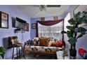Cozy living room featuring a sleeper sofa and large plant at 431 Perdita Ave, Edgewater, FL 32132