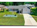 Single-story home with a stone facade and American flag at 13027 Ne 7Th Loop, Silver Springs, FL 34488