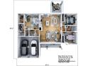 A detailed floor plan showcasing a spacious layout with 3 bedrooms, a kitchen, and a garage at Tbd Bay Ct, Ocklawaha, FL 32179