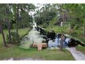 Wooden dock on a serene canal with lush foliage at 11965 Sw 229Th Ave, Dunnellon, FL 34431