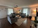 Living room featuring dark gray sofas and a white coffee table at 16 Spring Drive Way, Ocala, FL 34472