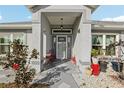 Inviting front porch with gray flooring and potted plants at 33629 Dolores Ct, Leesburg, FL 34788