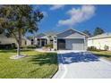 Gray house with a two-car garage and nicely landscaped yard at 15750 Sw 11Th Court Rd, Ocala, FL 34473