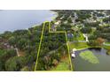Aerial view of lakefront property with wooded area at 2060 Lake Ariana Blvd, Auburndale, FL 33823