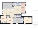 Floor plan showing a two-bedroom home with kitchen, bathroom, and sunroom at 3511 Avenue R Nw, Winter Haven, FL 33881