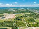 Aerial view showing a large lot with surrounding green space and a pond at 1235 Hackney Rd, St Cloud, FL 34771