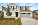 Two-story home with neutral siding, stone accents, and a two-car garage at 180 Flag Lilly Ln, Umatilla, FL 32784