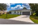 Newly built home with gray garage door and landscaped lawn at 1125 Munster Ct, Kissimmee, FL 34759