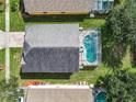 Aerial view of a house with a pool and a fenced backyard at 133 Andalusia Loop, Davenport, FL 33837