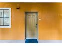 Exterior condo entrance with a tan wall and brown door at 12527 Floridays Resort Dr # E-103, Orlando, FL 32821